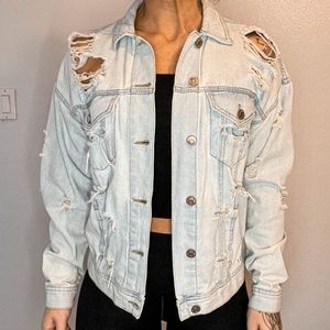 distressed oversized denim jacket